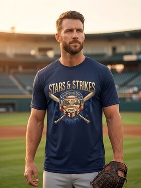 Stars & Strikes Navy Graphic Short-Sleeve Tee - Men